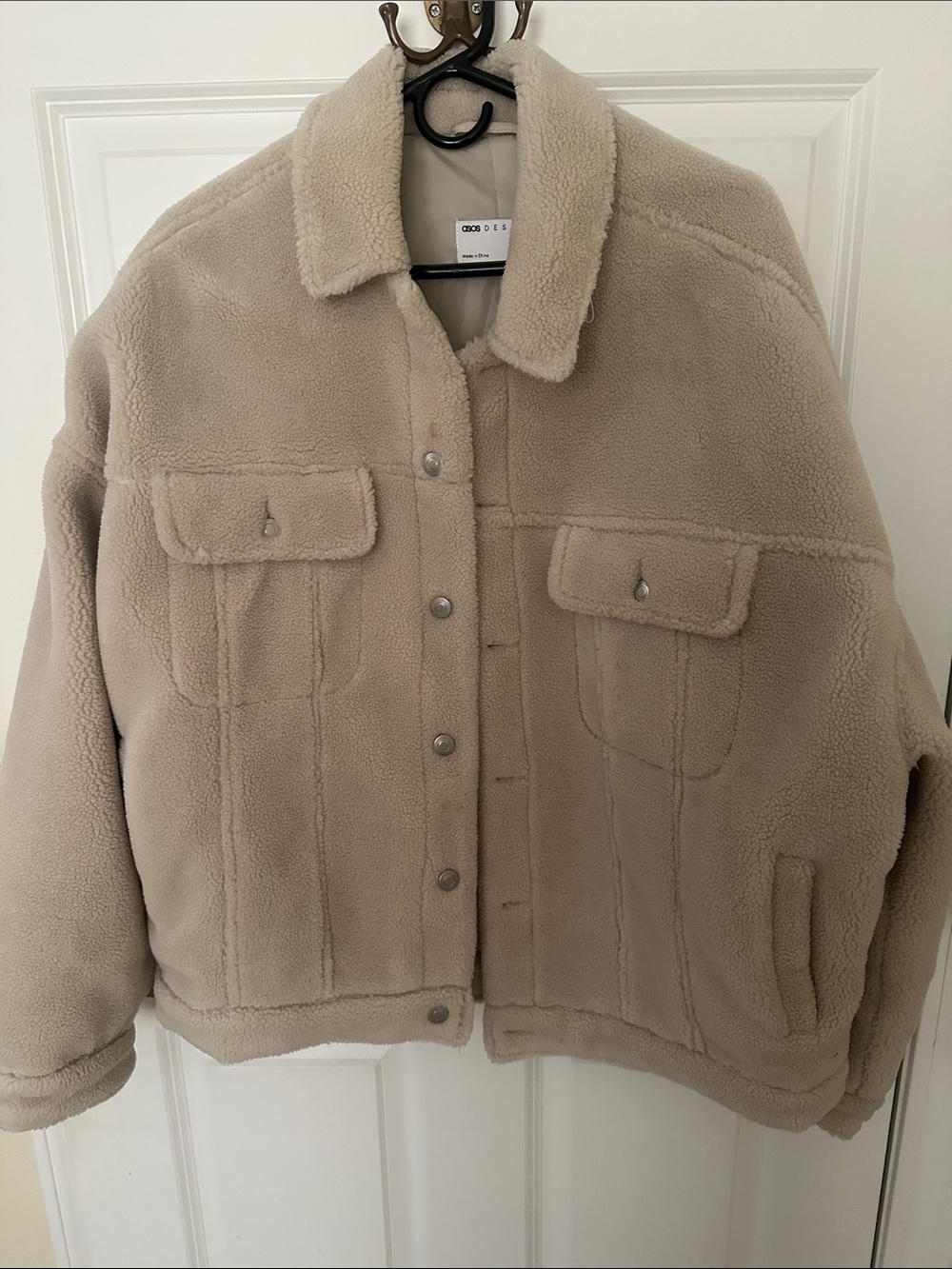 Cozy Sherpa Button-Front Jacket - Cream